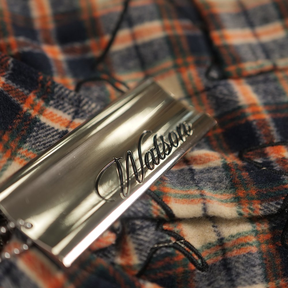 Watson Applique Cross Flannel Shirt, navy, orange and white plaid long-sleeve flannel – alternate view 6
