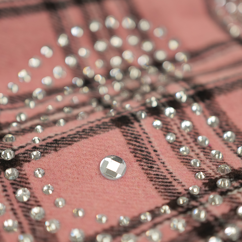 Watson Big Paisley Crystal Light Pink Flannel Shirt, pink and black plaid long-sleeve flannel – alternate view 6