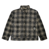 Watson Spider Web Crystal Black & White Dip Dye Flannel Shirt, black and beige plaid long-sleeve flannel