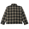 Watson Spider Web Crystal Black & White Dip Dye Flannel Shirt, black and beige plaid long-sleeve flannel – alternate view 2