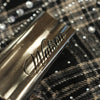 Watson Spider Web Crystal Black & White Dip Dye Flannel Shirt, black and beige plaid long-sleeve flannel – alternate view 4