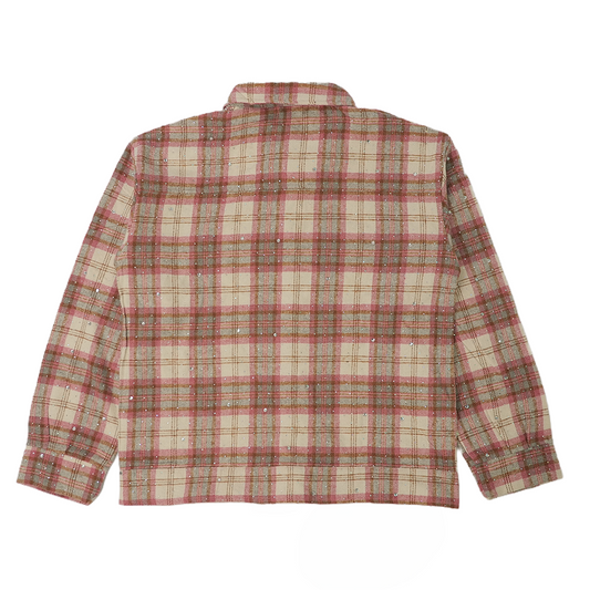WATSON SPIDER WEB CRYSTAL BROWN AND PINK DIP DYE FLANNEL SHIRT