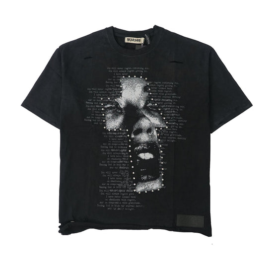 WATSON SPEAK IN TONGUES CROP BLACK TSHIRT