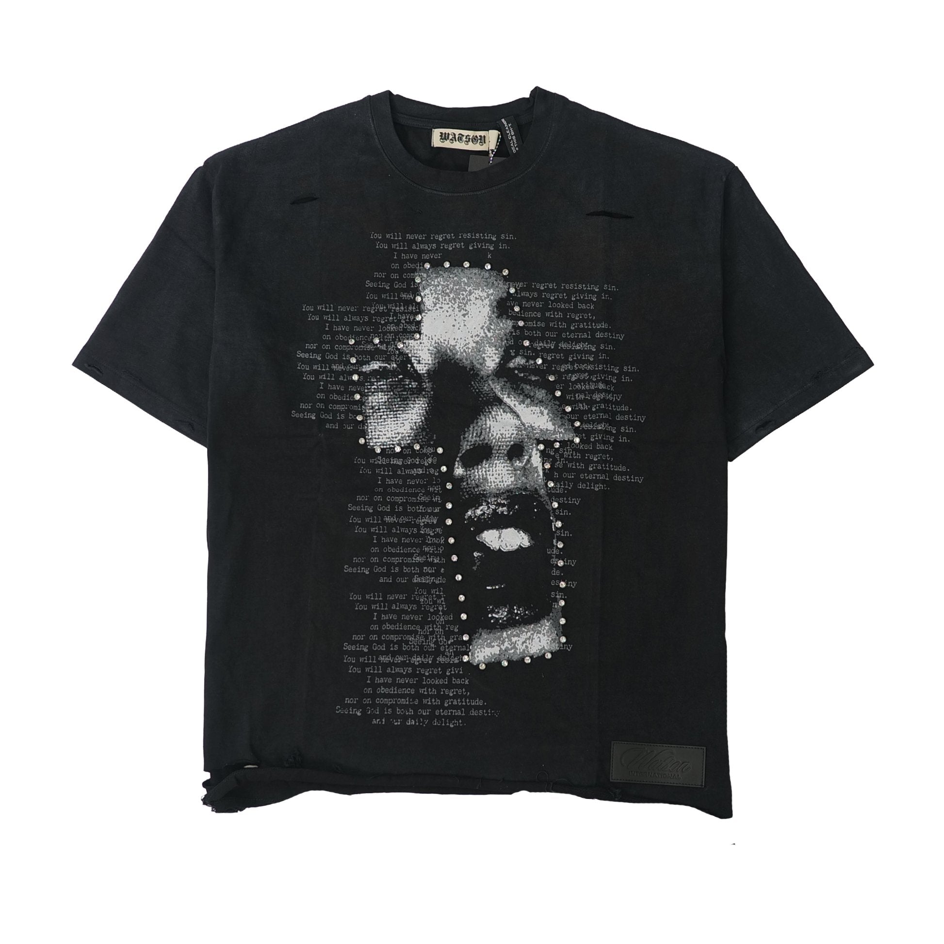 WATSON SPEAK IN TONGUES CROP BLACK TSHIRT