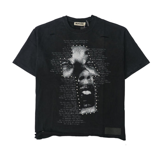 WATSON SPEAK IN TONGUES CROP BLACK TSHIRT