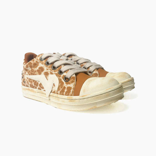 Watson Rockcore low-top sneaker in Cowhide, brown and white