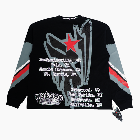 WATSON MOTOSPORT BLACK AND LIME GREEN LONGSLEEVE TSHIRT