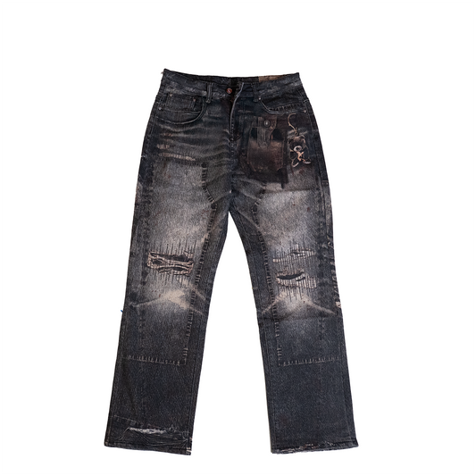 BAGGY BLACK CARPENTER ATTACHMENT WATSON DENIM PANTS