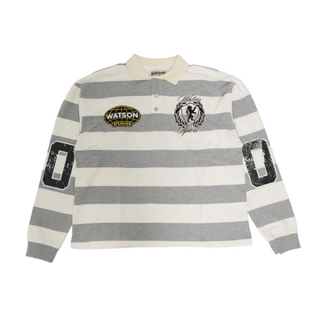 WATSON SPORT GRAY AND WHITE RUGBY POLO