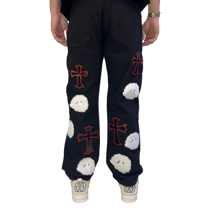 BLACK CLOUD & CROSSES PATCH WATSON DENIM