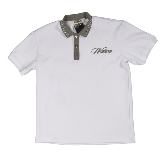 WATSON COLLAR EMBELLISHED WHITE POLO SHIRT