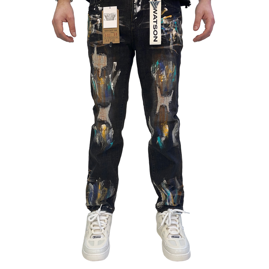 BLACK PAINT SPLATTER WATSON DENIM