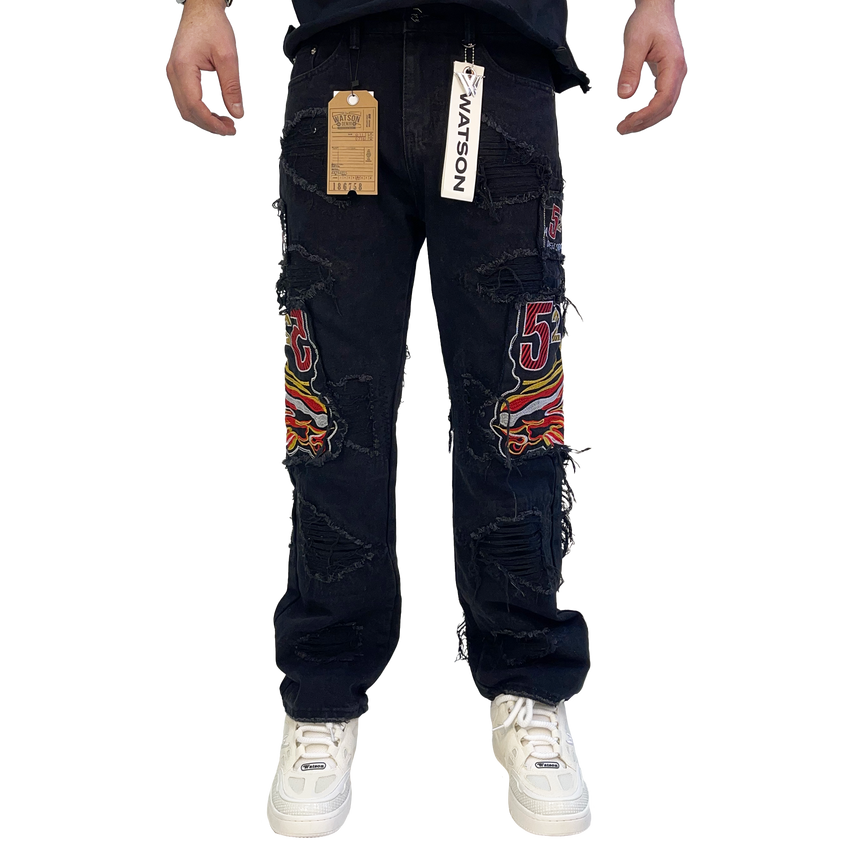 BLACK BAGGY DISTRESSED 52 WATSON DENIM