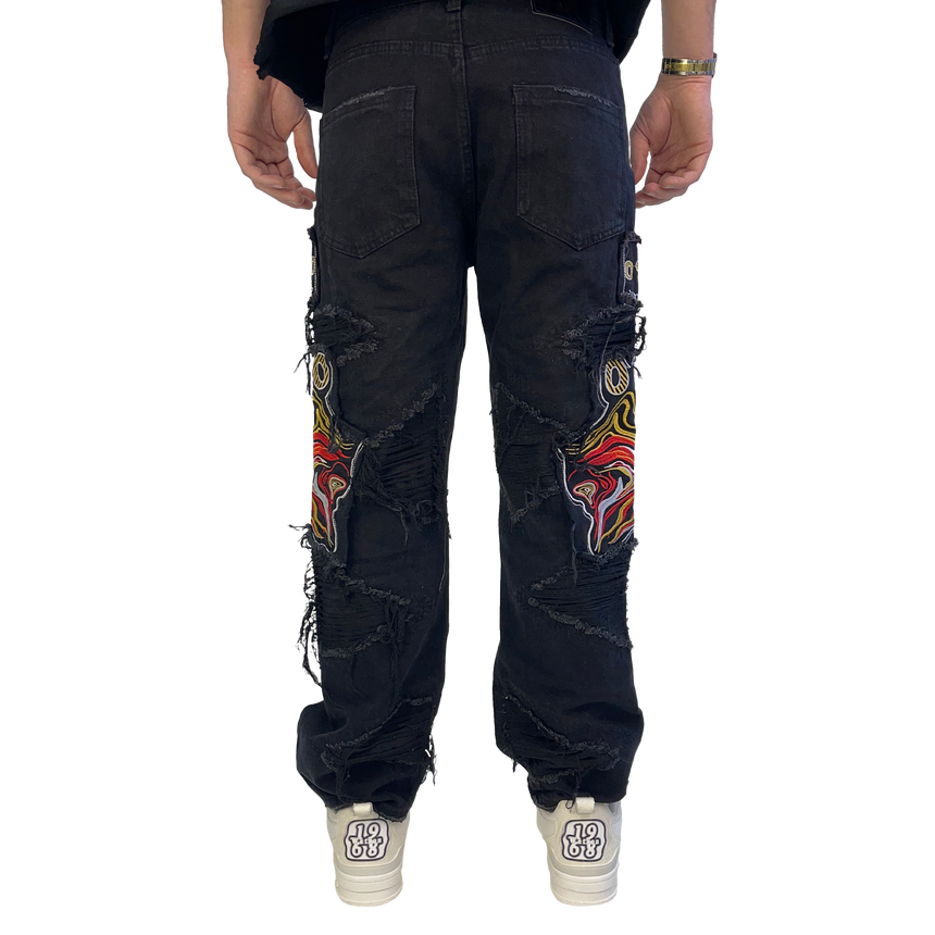 BLACK BAGGY DISTRESSED 52 WATSON DENIM