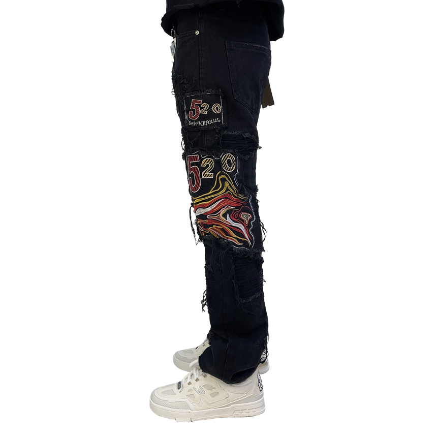BLACK BAGGY DISTRESSED 52 WATSON DENIM