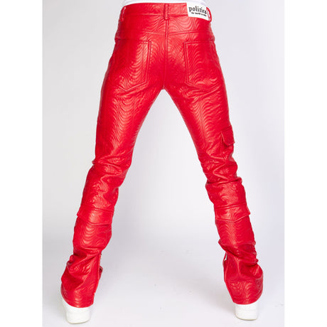 Politics Jeans - Cargo PU Leather Stacked - Murphy - Red - 552