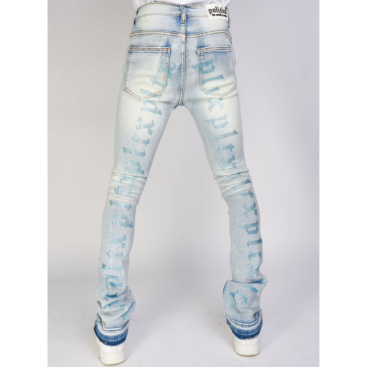 Politics Jeans - Embroidered Skinny Stacked Flare Mac - Light Blue  - 514