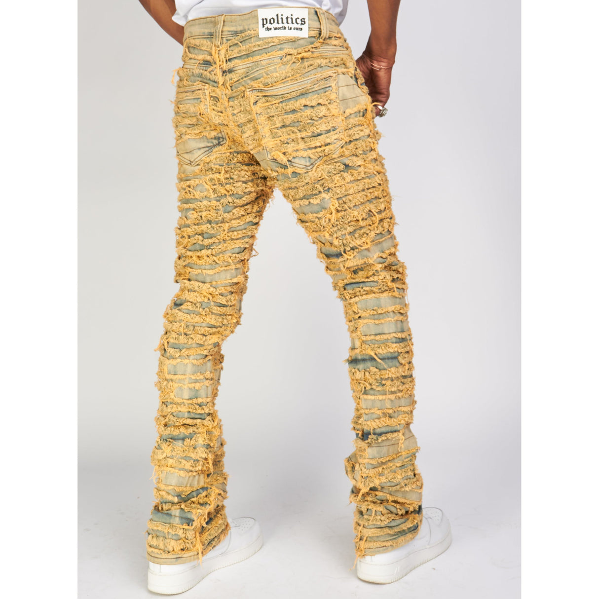 Politics Jeans - Thrashed Distressed Stacked Flare - Sandblast - Debris 509