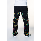 BLACK ALL OVER FRAYED PATCHWORK WATSON DENIM