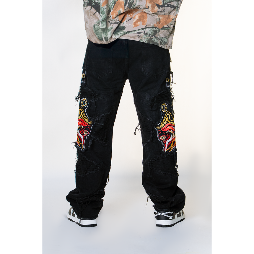 BLACK BAGGY DISTRESSED 52 WATSON DENIM