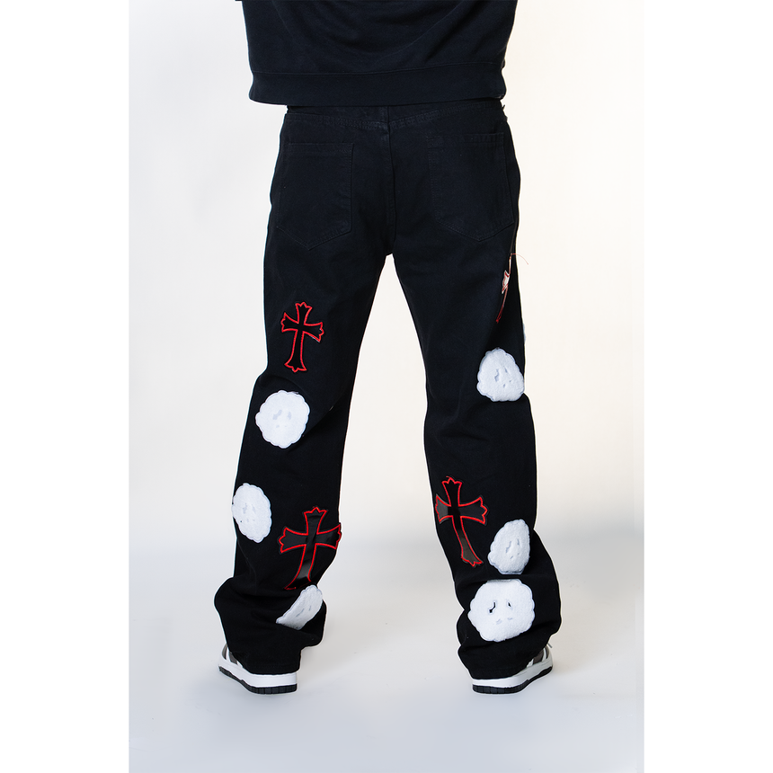 BLACK CLOUD & CROSSES PATCH WATSON DENIM