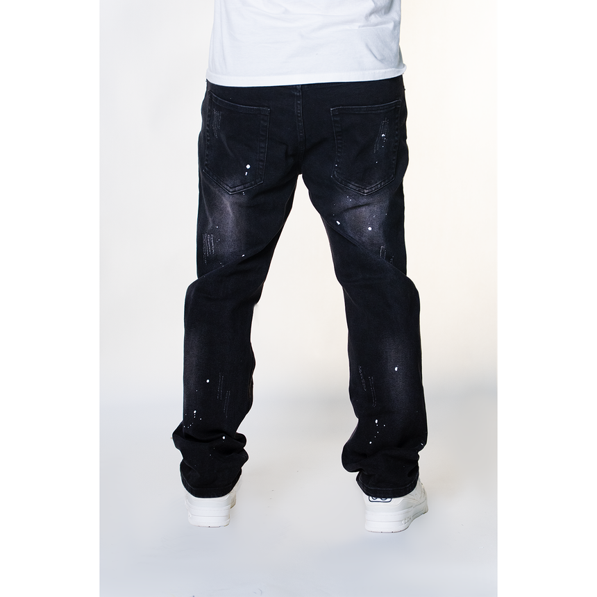 BLACK DISTRESSED MULTI RIP WATSON DENIM