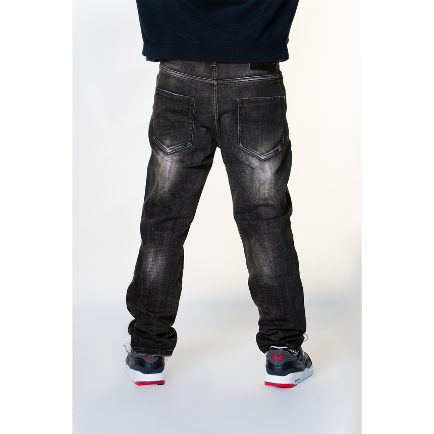 BLACK EMBOSSED MURAL WATSON DENIM