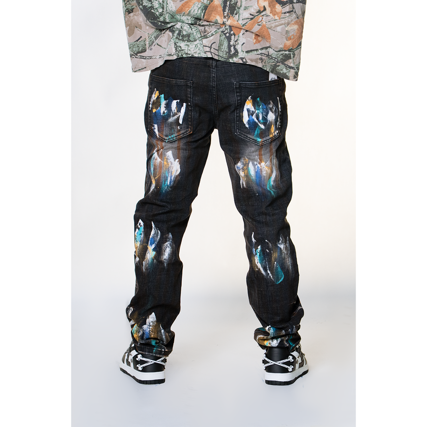 BLACK PAINT SPLATTER WATSON DENIM