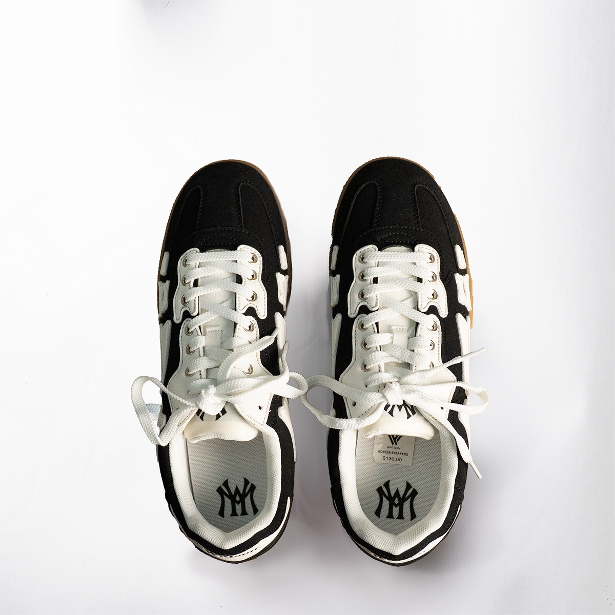 Boneba low-top sneaker in Black, black and white – alternate view 4
