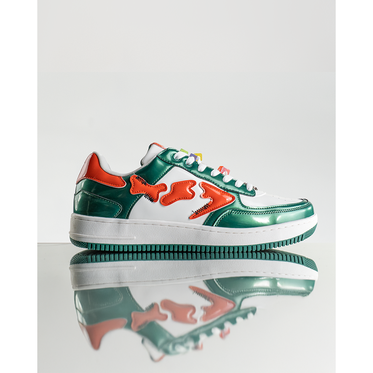 Watson Bonesta low-top sneaker in Hurricane, green, white and orange – alternate view 2
