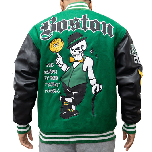 BRAND X BOSTON VARSITY JACKET (GREEN)