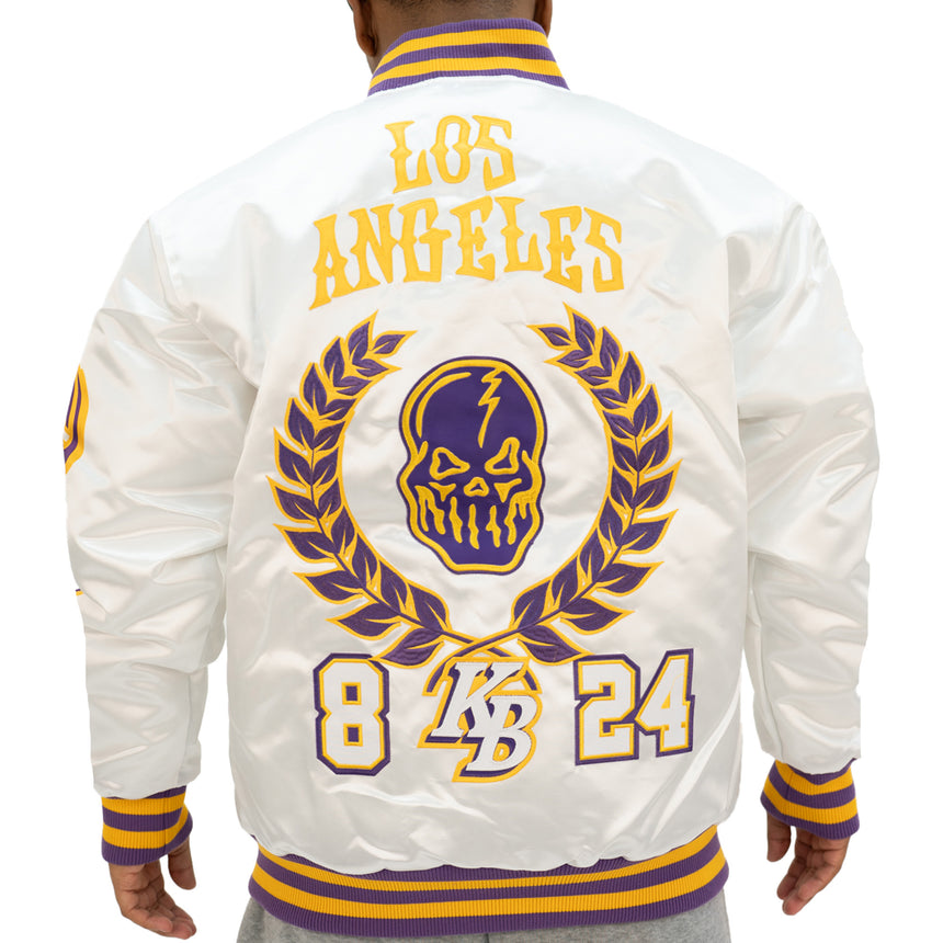 BRAND X LOS ANGELES REAPER SATIN JACKET (WHITE)