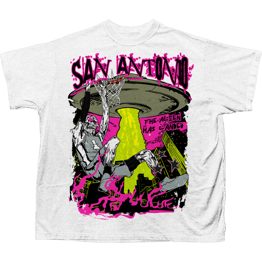 BRAND X SAN ANTONIO THE ALIEN HAS LANDED T-SHIRT (WHITE)