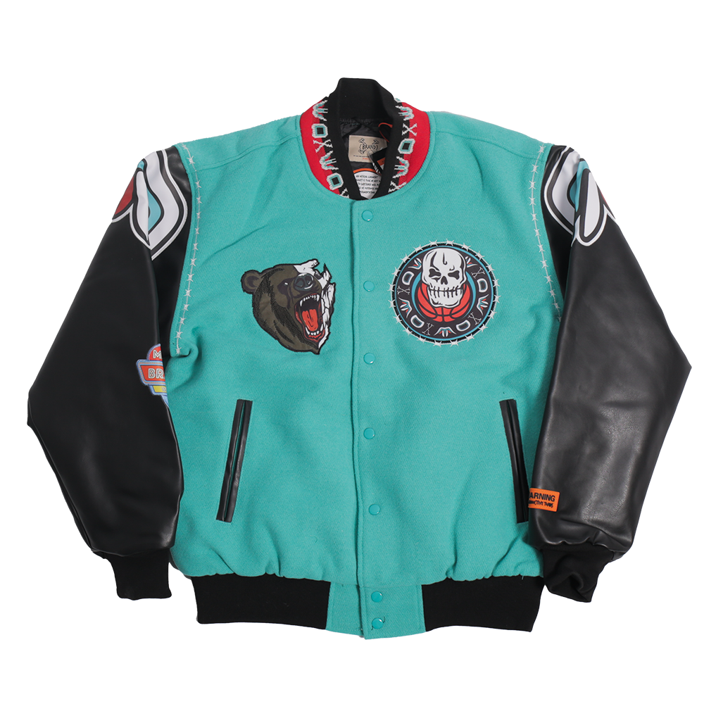 BRAND X MEMPHIS RAISE HELL VARSITY JACKET (TEAL