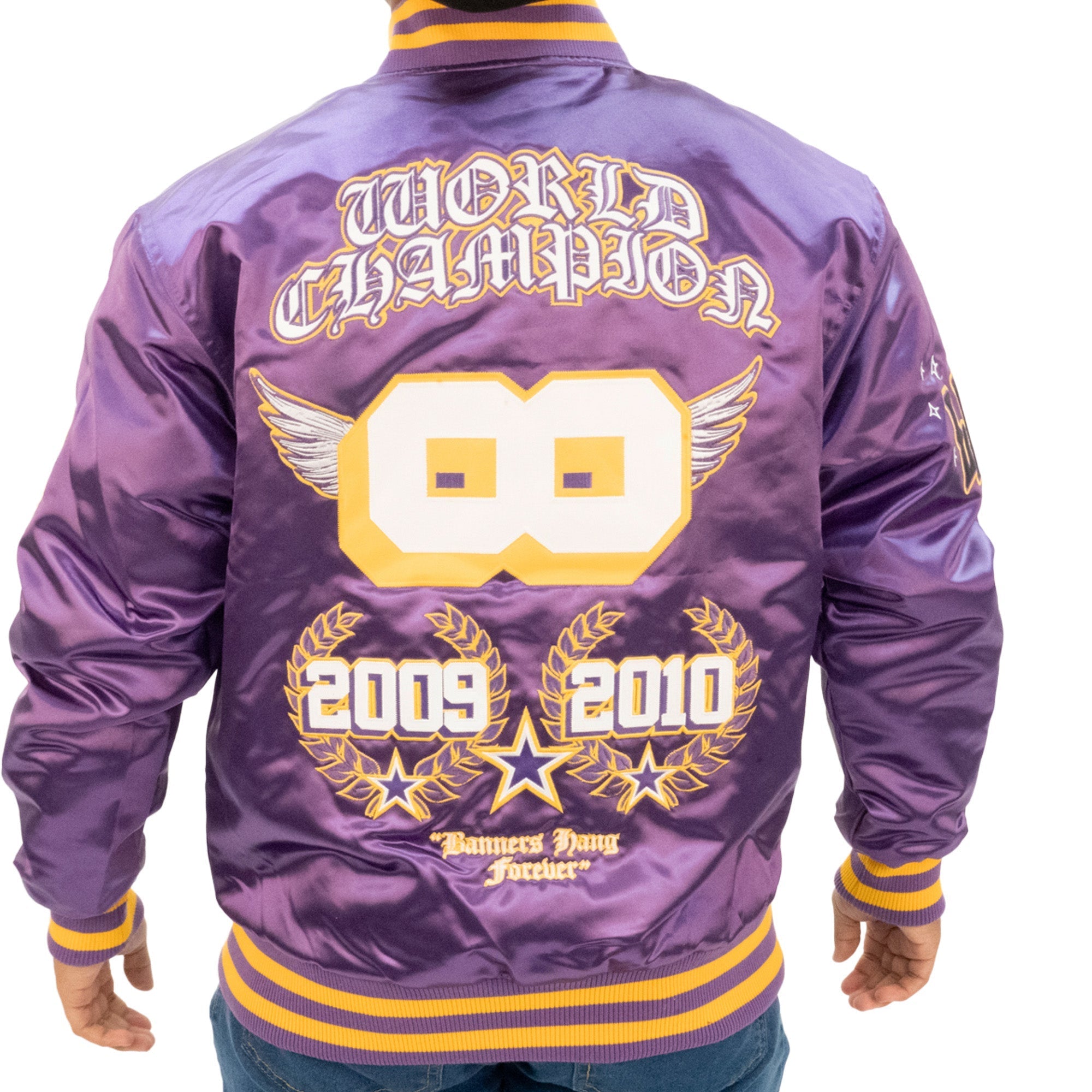 USA製 TEAMWORKS 紫 スタジャン XXL/4XL BRAND X LOS ANGELES WORLD CHAMPION SATIN JACKET (PURPLE