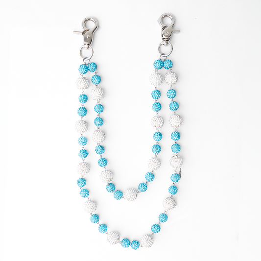 Crystal Blue & Silver Pant Chain