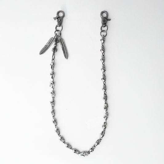 Silver Skull Feather Pant Chain