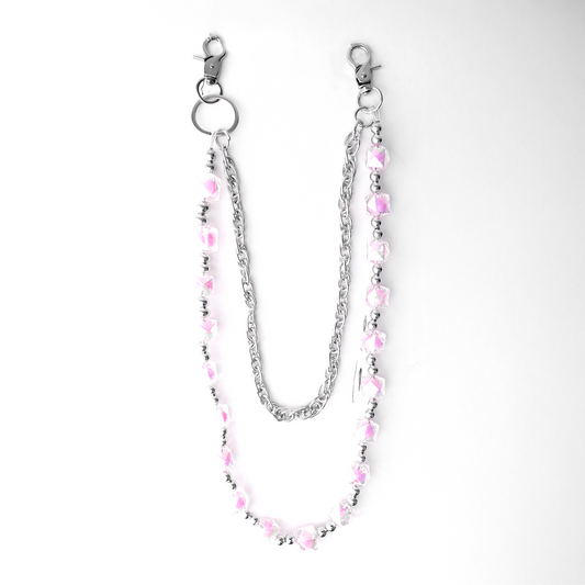 Pink Glass Pant Chain