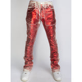 Politics Jeans - Stacked Metallic Printed Denim - Red - Cobray503