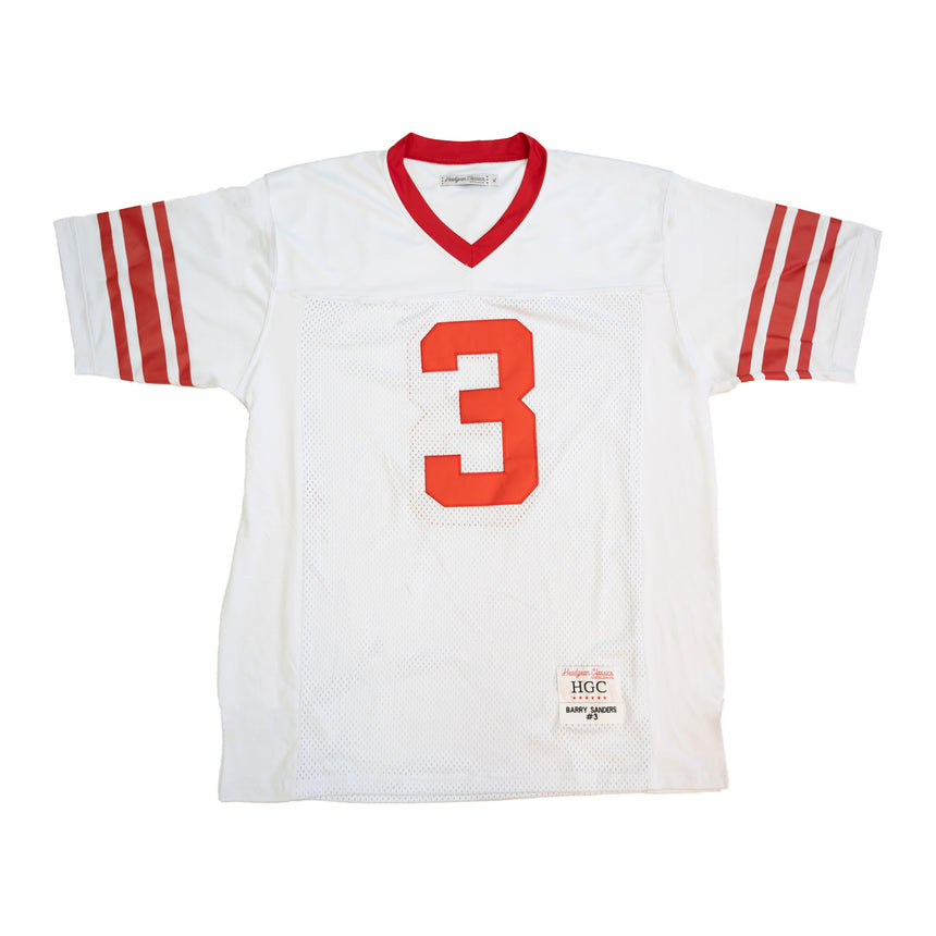 BARRY SANDERS AWAY HIGH SCHOOL FOOTBALL JERSEY (WHITE)