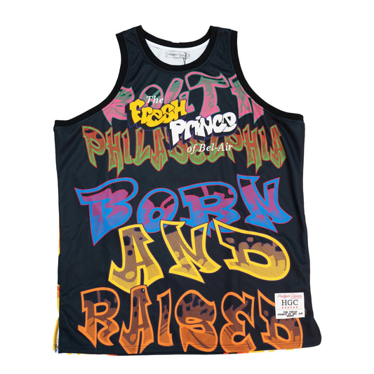 SPRAYPAINT FRESH PRINCE BASKETBALL JERSEY (BLACK)
