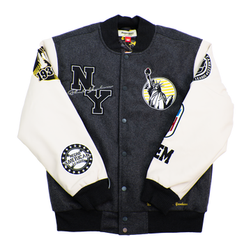 NY BLACK YANKEES VARSITY JACKET (GREY)