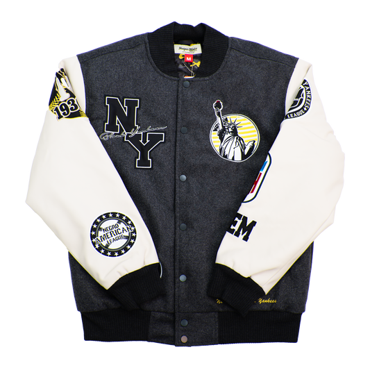 NY BLACK YANKEES VARSITY JACKET (GREY)