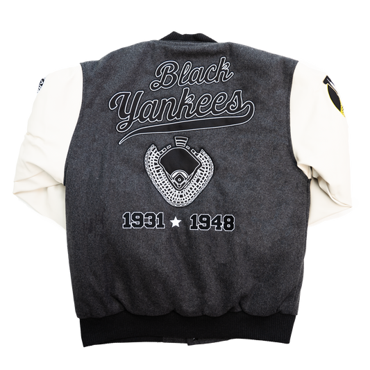 NY BLACK YANKEES VARSITY JACKET (GREY)