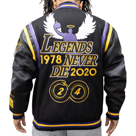 LEGENDS NEVER DIE VARSITY JACKET (BLACK)