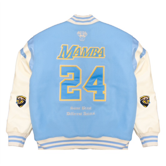 KOBE COLLAGE VARSITY JACKET (SKY BLUE)