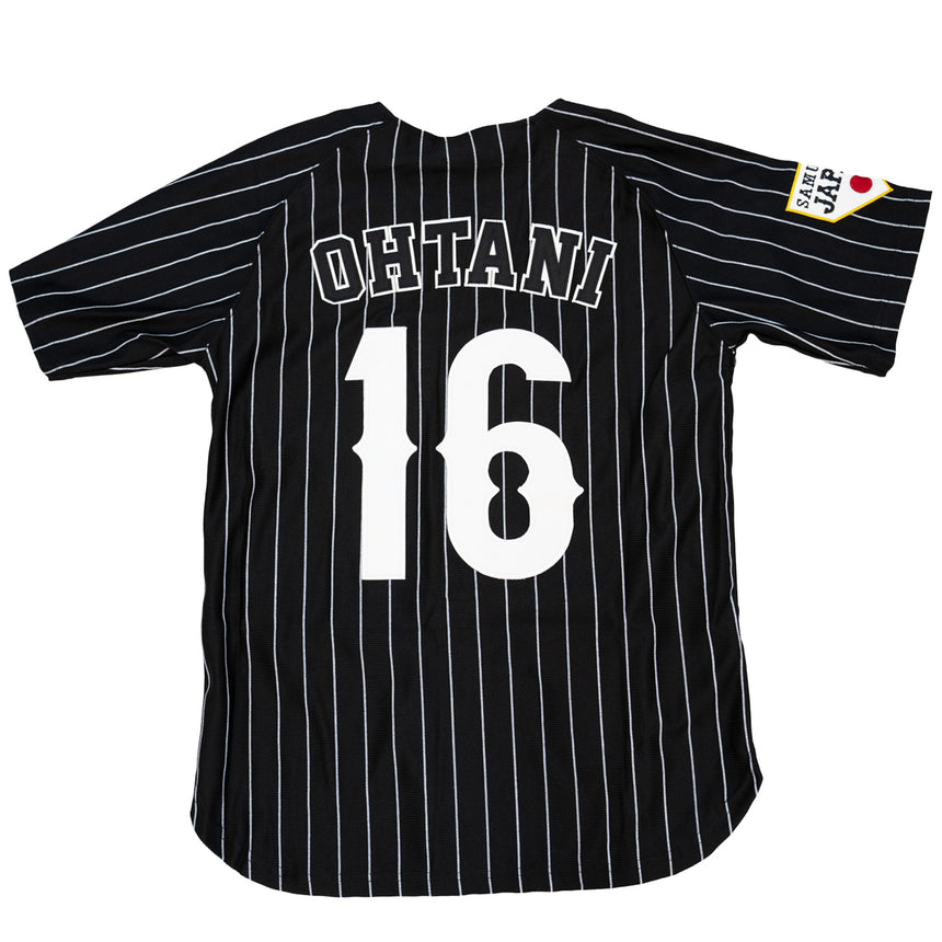 JAPAN NATIONAL BASEBALL OHTANI LA PINSTRIPES BUTTON DOWN JERSEY (BLACK/WHITE)