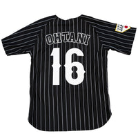 JAPAN NATIONAL BASEBALL OHTANI LA PINSTRIPES BUTTON DOWN JERSEY (BLACK/WHITE)