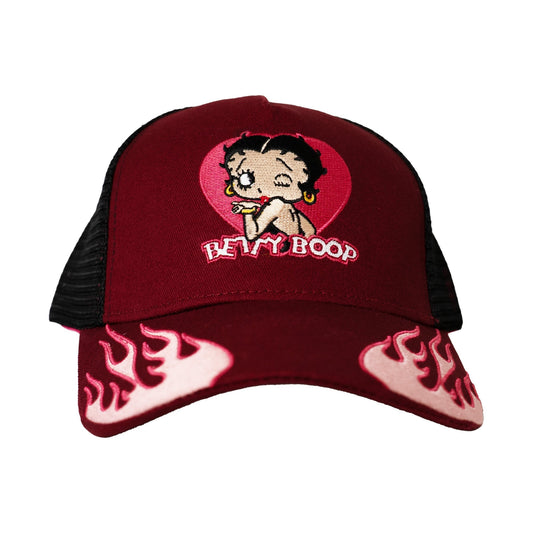 BETTY BOOP FLAME TRUCKER HAT (PURPLE/PINK)