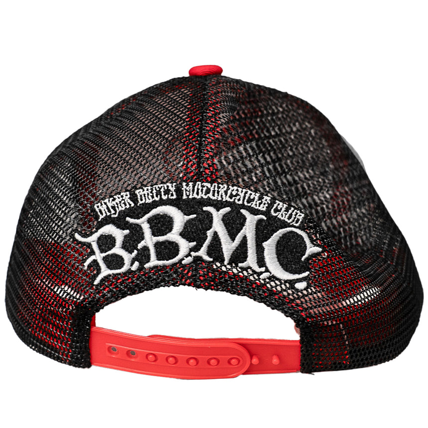 BETTY BOOP FLAME TRUCKER HAT (WHITE/RED)